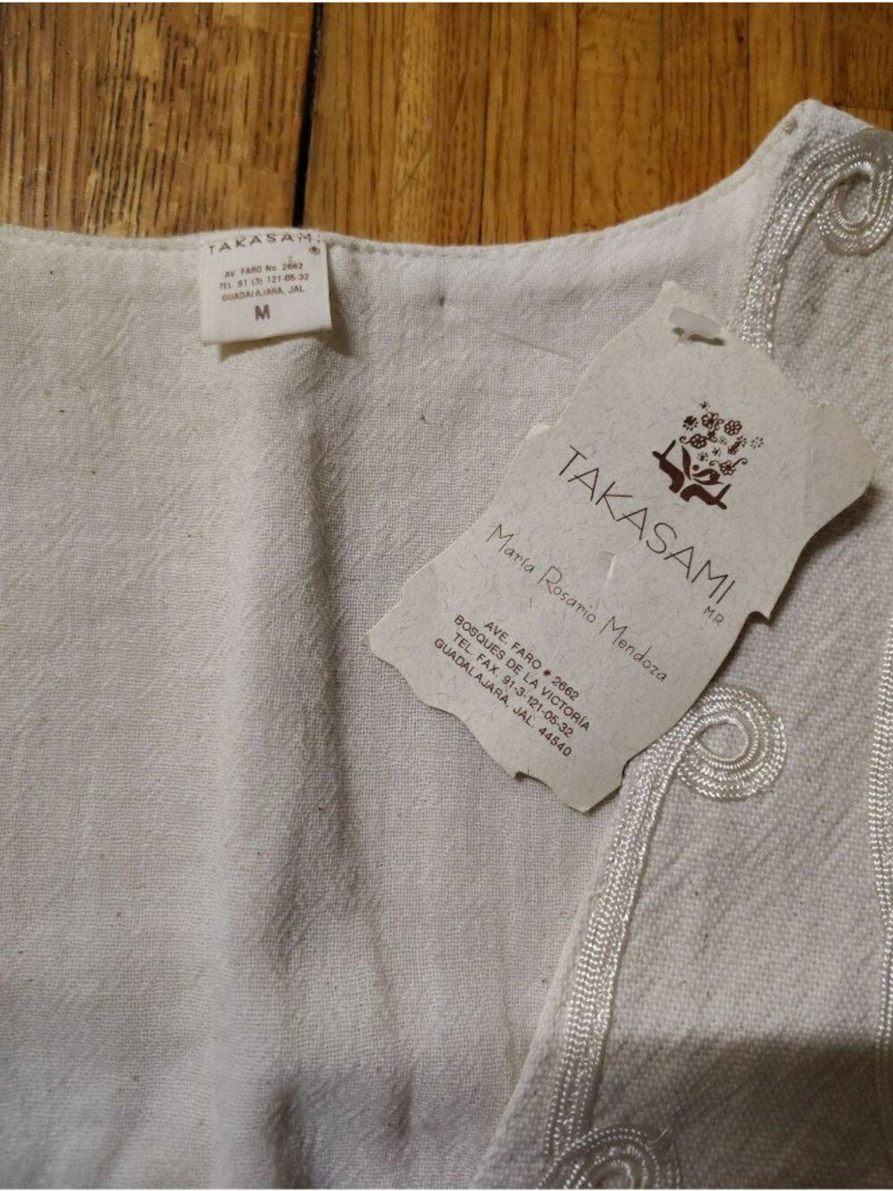 Takasami embroidered cream cotton vest Western cottagecore Mexican style - Picture 2 of 8